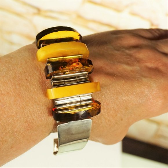 RARE BALTIC AMBER STERLING BRACELET By GLIWINSKI - Picture 13 of 16